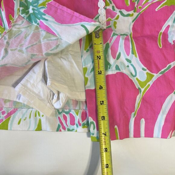 LILLY PULITZER Jesse Skort Romper Flamingo Pink Spaghetti Tropical Strap Size 0 - Picture 5 of 12